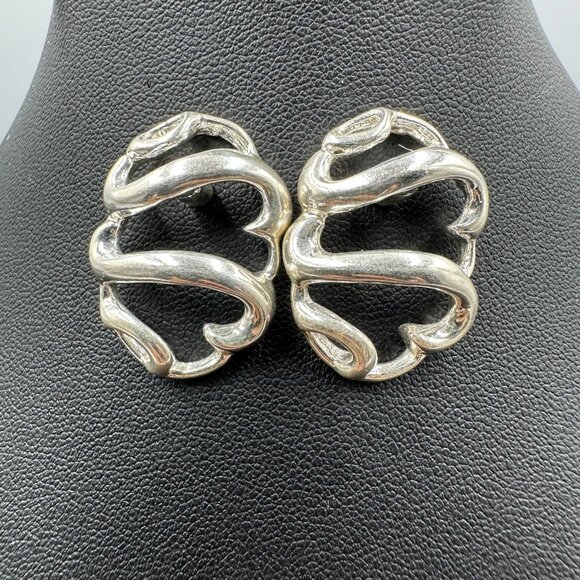 Fashion Jewelry Jewelry - 3/$30 Statement Earrings Silver Sculptural Abstract Oval Pierced Post Bold 1.25"